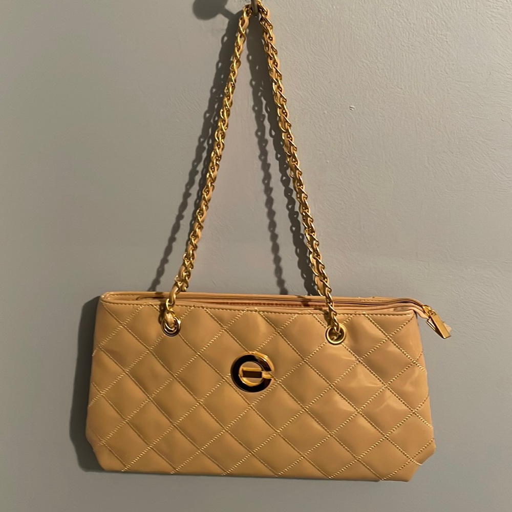 Elizabeth Grant Vintage patent leather gold trim shoulder bag
